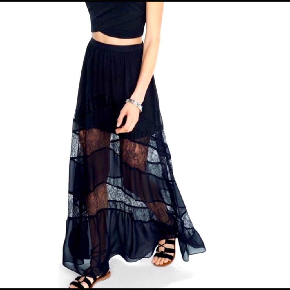 Floral Lace Sheer Maxi Skirt